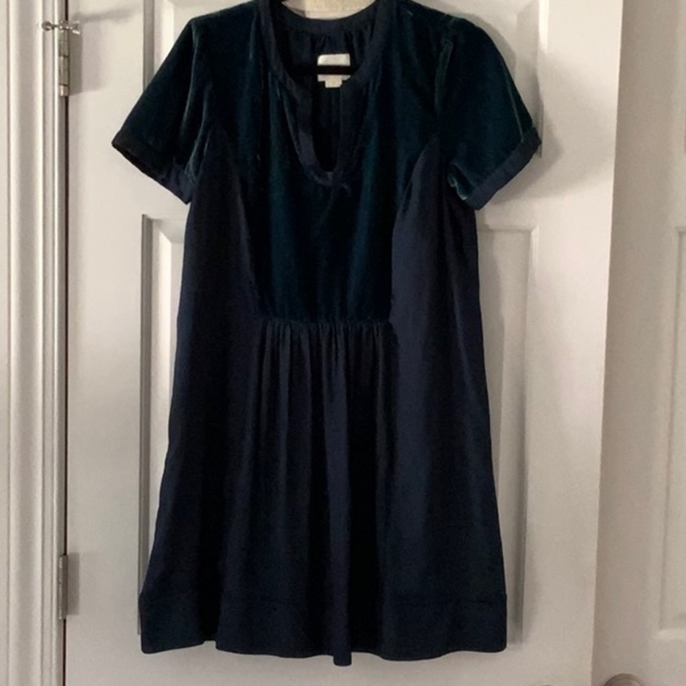 Rich teal chiffon and velvet Anthropologie Maeve dress